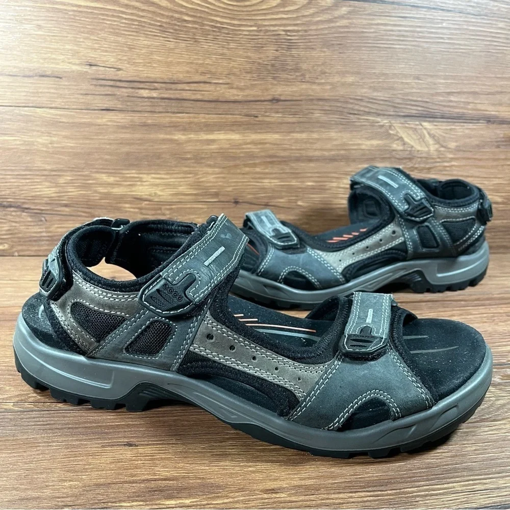 Ecco Yucatan Gray Leather Outdoor Hiking Sandals Men’s Size 12 (46) Shoes